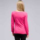 Long Sleeve Embellished Boat Neck Top, Begonia Pink, small