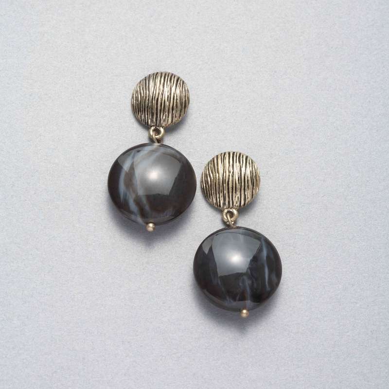 Worn Gold Dangle Earring, Gold, large