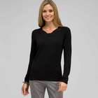 Long Sleeve V-Neck Top, Black, small