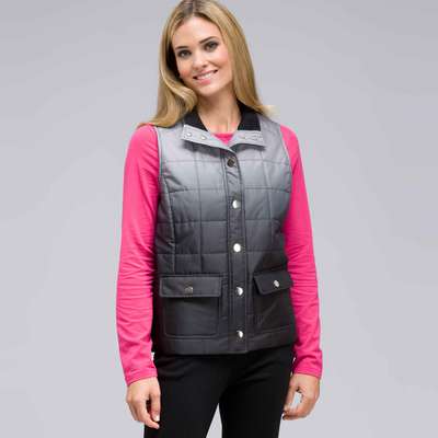 Mock Neck Quilted Vest, Black Multi, medium