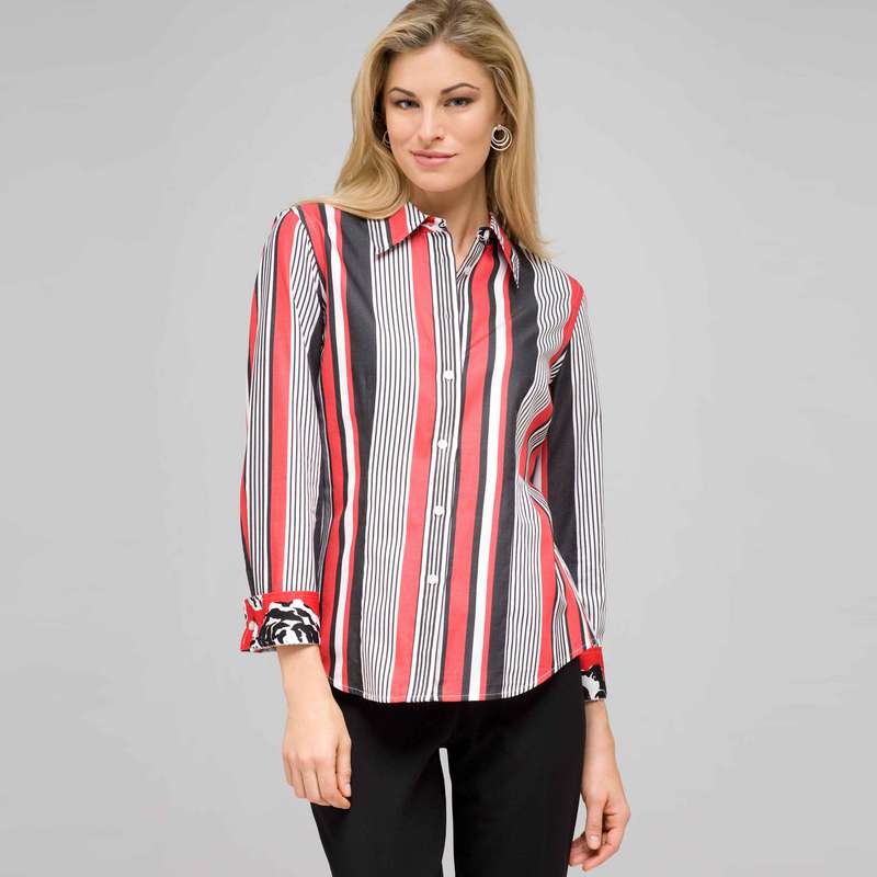 Striped Shirt, Cardinal Red & Black, large