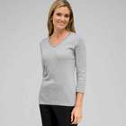 3/4 Sleeve V-Neck Top, Grey Heather Multi, small