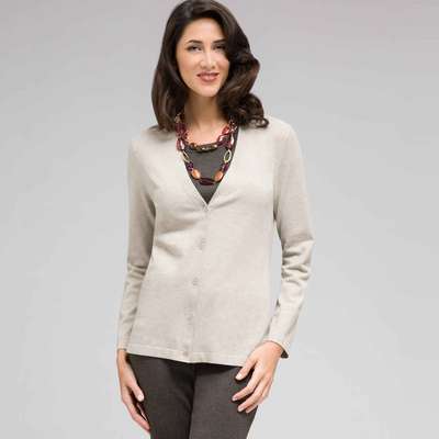 Long Sleeve Cardigan, Light Caraway Heather, medium