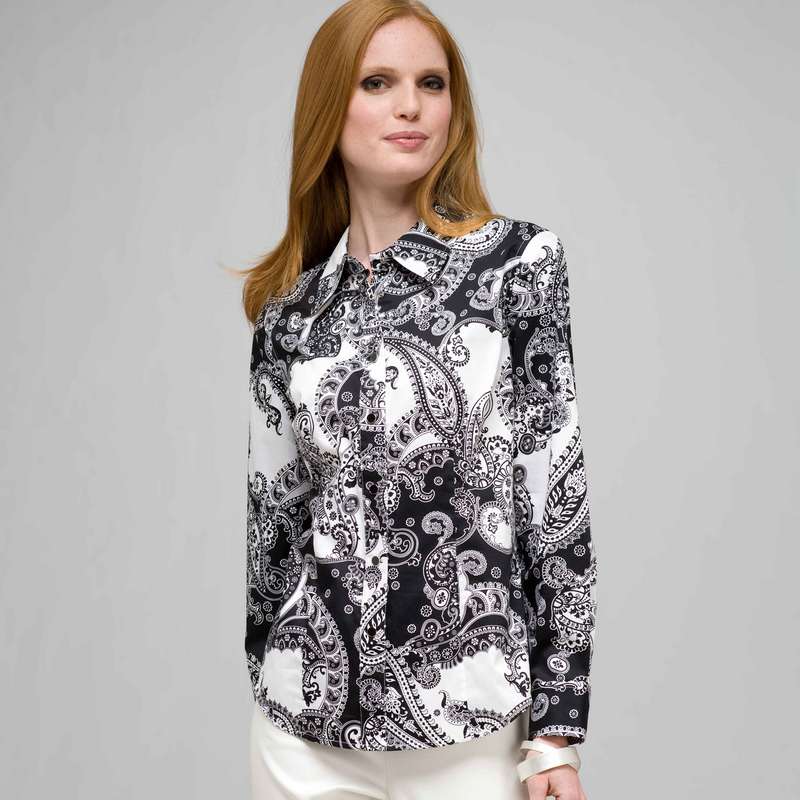 Paisley Shirt, Black & White, large