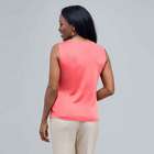 Sleeveless Pleated Top., New Coral, small