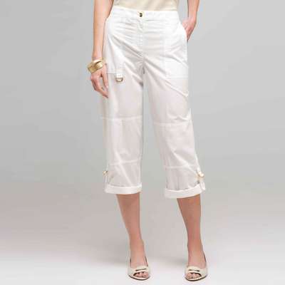 Cuffed Cargo Pant, White, medium