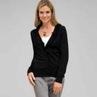 Ruffle Front V-Neck Cardigan, Black, small
