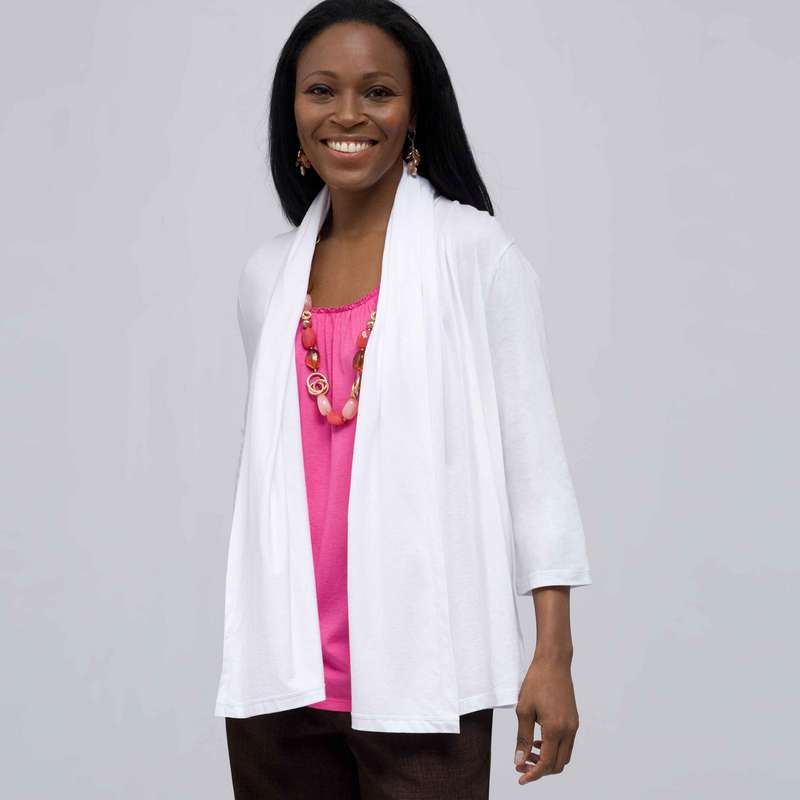 Drape Front Cardigan., White, large