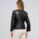 Leather Top Front Studded Jacket, Black, small