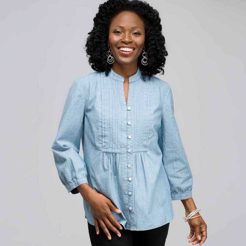 3/4 Sleeve Bib Front Top, antique wash, large