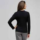 Long Sleeve Ruffle Front Trim Cardigan, Black, small