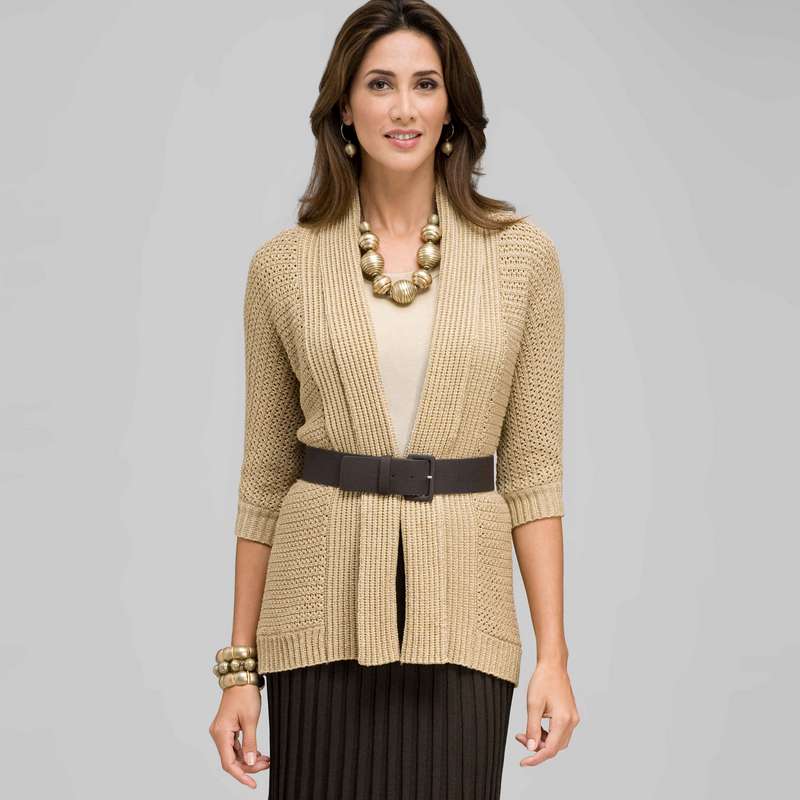 Novelty Stitch Belted Cardigan, Chino, large