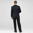 Black Single Pleat Athletic Fit Wool Suit, Black, small