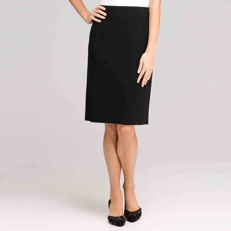 Washable Wool Classic Straight Skirt , Black, large
