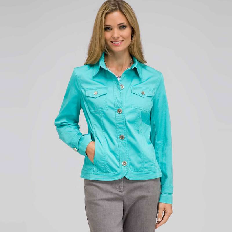 Button Front Jacket, Aqua Haze, large