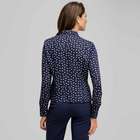 Long Sleeve Tie Front Blouse, Admiral Navy & White, small