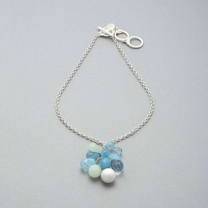 Cluster Drop Necklace, Silver, large