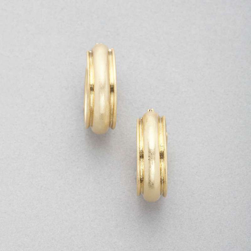 Worn Gold Hoop Earring, Gold, large