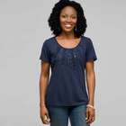 Scoop Neck Tee with Applique, Swiss Navy, small