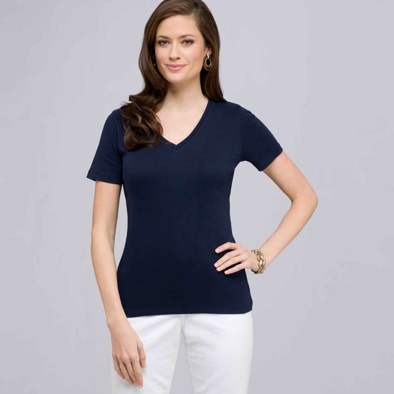 Short Sleeve V-Neck Tee, Swiss Navy, large