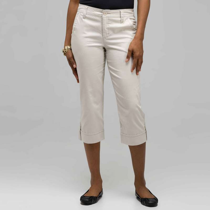 5 Pocket Cuffed Capri, Buttermilk, large
