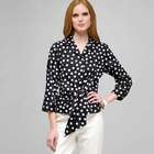 Dot Tie Front Blouse, Black & White, small
