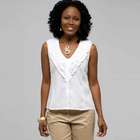 Ruffle Sleeveless Shirt, White, small