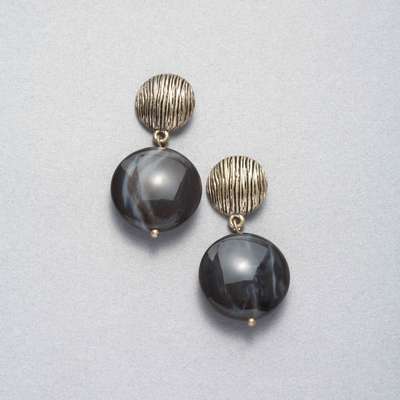 Worn Gold Dangle Earring, Gold, medium