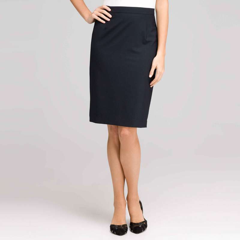 Washable Wool Classic Straight Skirt , Navy, large