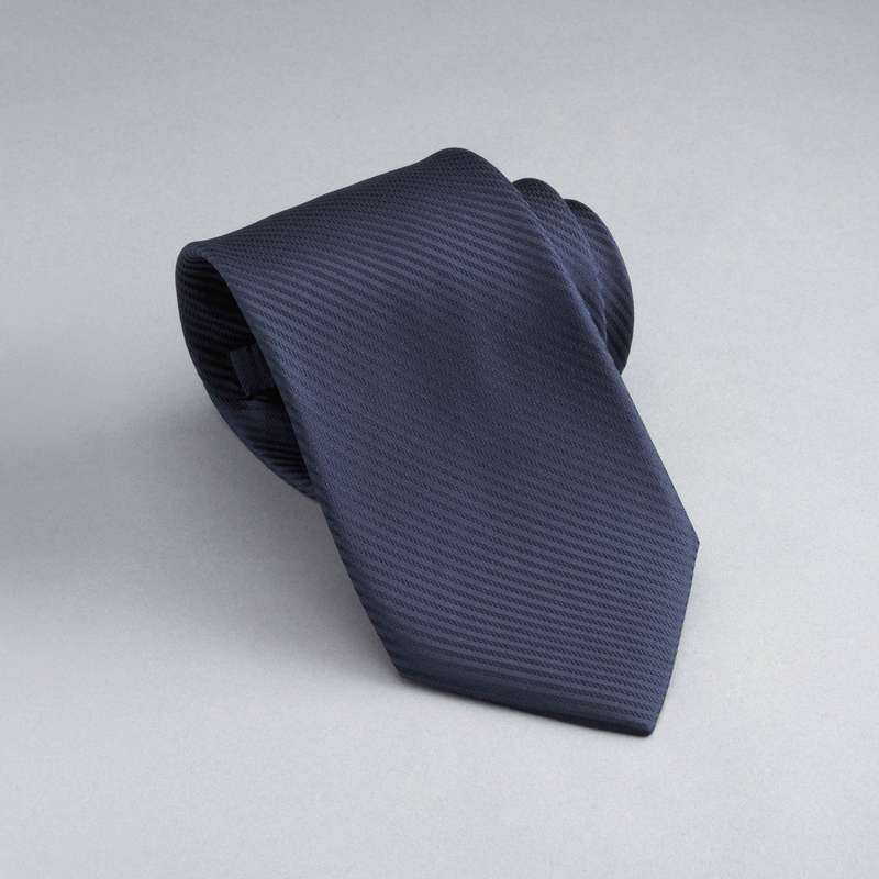 Solid Silk Tie, Navy, large