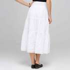 Long Tiered Skirt, White, small