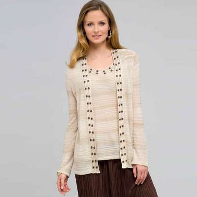 Open Front Cardigan, toast combo, medium