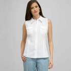 Sleeveless Button Down Blouse., White, small