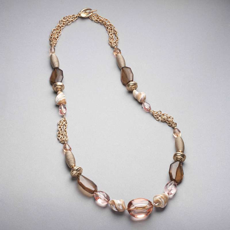 Pink and Brown Slip On, Gold, large