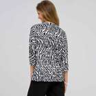 Open Front Ruffle Cardigan, Black & White, small