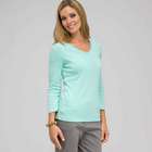 3/4 Sleeve V-Neck Top, Icy Mint Multi, small