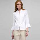 3/4 Sleeve Button Down Shirt, White, small