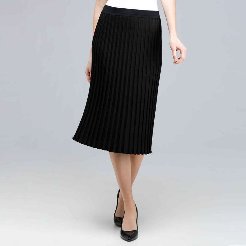 Pleated Skirt., Black, large
