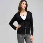 Long Sleeve Ruffle Front Trim Cardigan, Black, small