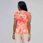 Ruffle Neckline Button Down Blouse, New Coral Multi, small