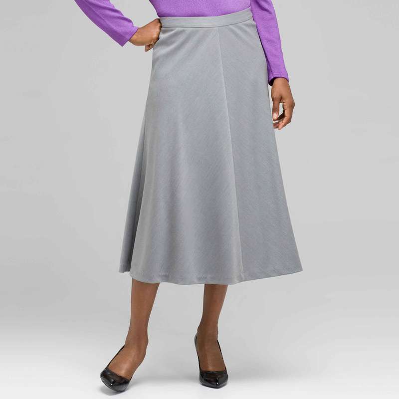 Long Center Seam Skirt, Zinc Heather, large