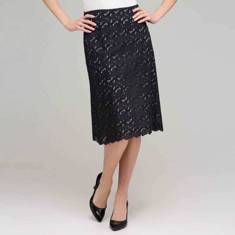 Eyelet Skirt., Black, large