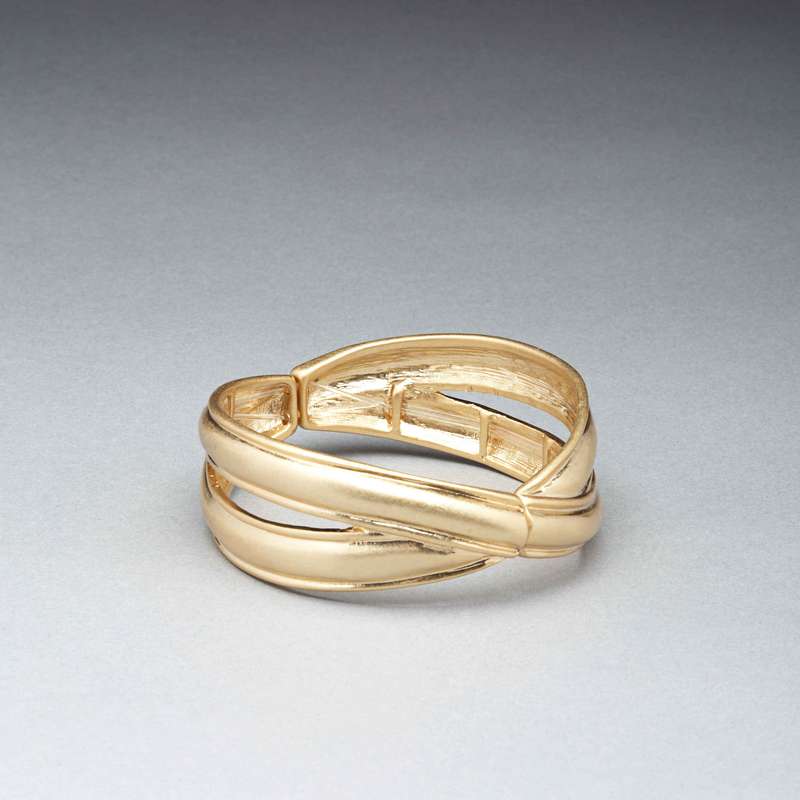 Worn Gold Cuff Bracelet, Gold, large