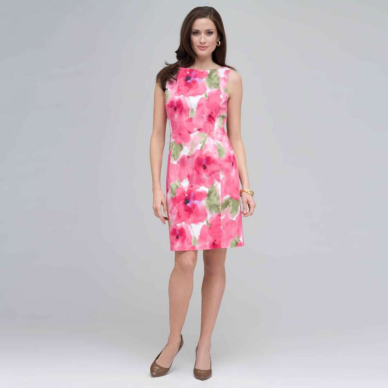 Floral Sheath Dress., Pink Gem Combo, large