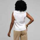 Ruffle Sleeveless Shirt, White, small