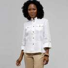 Button Front Shirt, White, small