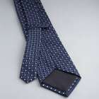 Checked Silk Tie, Navy, small