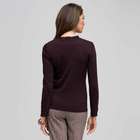 Long Sleeve Ruffle Front Trim Cardigan, Brown, small