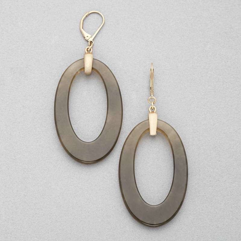 Dangle Hoop Earring, Gold, large