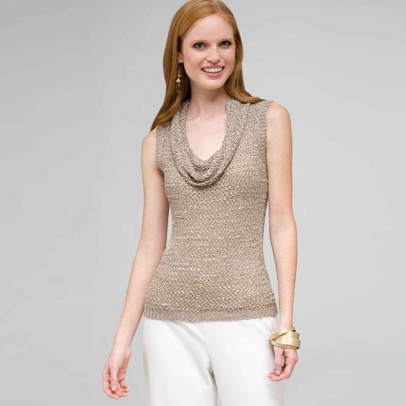 Cowl Neck Top, Stone, large